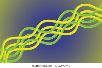 Abstract wavy lines in vibrant yellow and green on gradient background