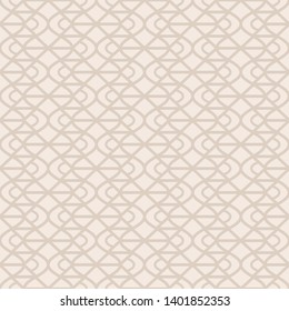 Abstract wavy lines, vintage beige ornamental background, seamless vector pattern