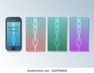 Abstract wavy lines wallpaper set with different colors for mobile phones
