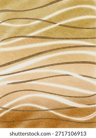 Padrão de aquarela de linhas onduladas abstratas em tons de terra