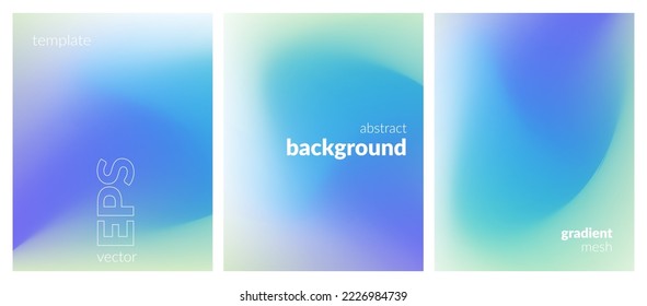 Abstract wavy liquid background. Gradient mesh. Variation set. Blue green soft light color blend. Modern design template for posters, ad banners, brochures, flyers, covers, websites. Vector image - Shutterstock ID 2226984739