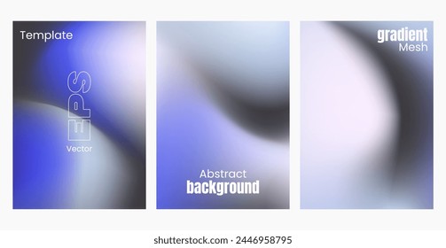 Abstract wavy liquid background. Gradient mesh. Variation set. Blue soft light color blend. Modern design template for posters, ad banners, brochures, flyers, covers, websites. Vector image