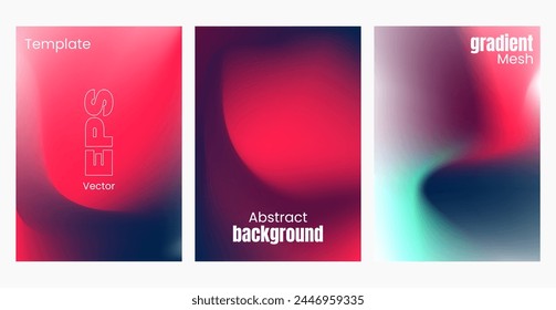 Abstract wavy liquid background. Gradient mesh. Variation set. Blue green red soft light color blend. Modern design template for posters, ad banners, brochures, flyers, covers, websites. Vector EPS