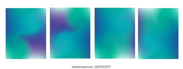 Abstract wavy liquid background. Gradient mesh. Variation set. Blue green saturated vivid color blend. Modern design template for posters, ad banners, brochures, flyers, covers, websites. Vector image