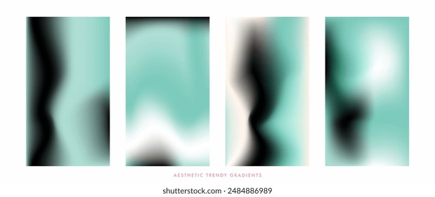 Abstract wavy liquid  gradient post frame. Blurry vector story set. Colorful gradient story template for social media post. Gradient cover template design for poster, stories banner. Vector texture