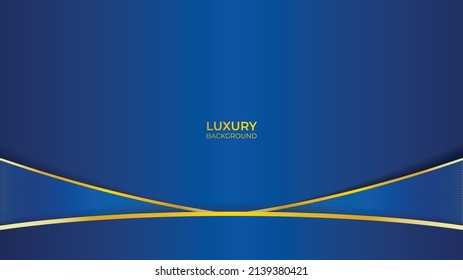 fondo azul de lujo ondulado abstracto con líneas doradas. Elementos gráficos de lujo. Espacio para el texto. Ilustración del vector