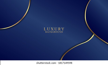 Abstract wavy luxury dark blue and gold. Background Vector Illustration