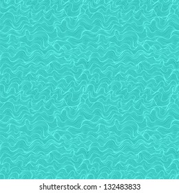 Abstract wavy marine vector seamless pattern, aquamarine blue variant.