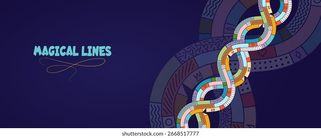 abstract wavy memphis chain background, geometric shapes lines with memphis style pattern, lines design element for poster fun design or celebration