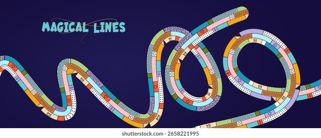 abstract wavy memphis ribbons background, geometric shapes lines with memphis style pattern, lines design element for poster fun design or celebration