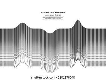 Abstract wavy minimalist digital background in black and white. Vector illustration