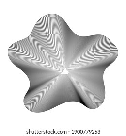 Abstract wavy monochrome object on white background. Vector illustration