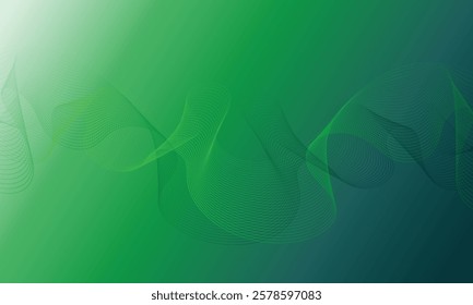 Abstract wavy motion lines green gradient background