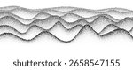 Abstract wavy mountain landscape with grain noise and halftone texture. Monochrome vector art with grunge effects, perfect for modern designs.