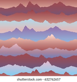 Abstract wavy mountain skyline background. Cardio effect seamless pattern. Dynamic motion wave texture