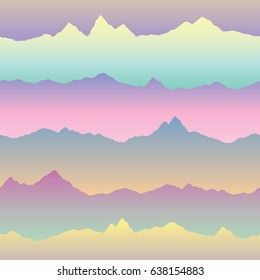 Abstract wavy mountain skyline background. Nature asian seamless pattern. Dynamic motion wave texture