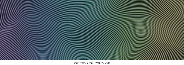 Abstract wavy neon colors gradient Background. Horizontal Dark, futuristic texture with smooth flowing lines. Ideal for tech branding, digital art, presentation, header, banner, web ui design, 