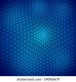 Abstract wavy net background with hex cells