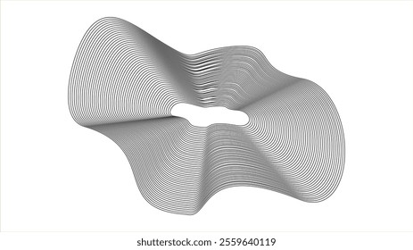 Abstract wavy object on black background. Vector illustration design. Eps 10. 