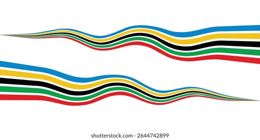 Abstract wavy olympics stripes. Paris Olympics games 2024. vector background  illustration