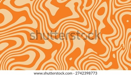 Abstract Wavy Orange Background with Organic Liquid Shapes – Retro Fluid Pattern Vector
