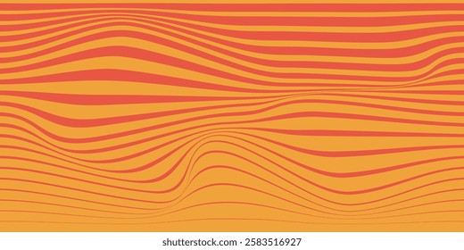 Patrón ondulado Abstractas de la línea naranja y amarilla con efectos dinámicos. Diseño abstracto vibrante con líneas onduladas naranjas y amarillas que forman un efecto de movimiento fluido. Ideal para fondos digitales modernos