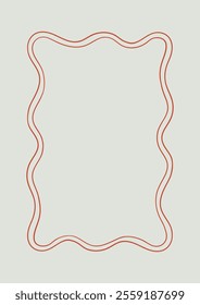 Abstract wavy outline vintage frame. Vector hand drawn quirky illustration. Template for posters and greeting cards