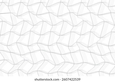 Abstract wavy overlapping lines in repeating geometric pattern with subtle grayscale flow