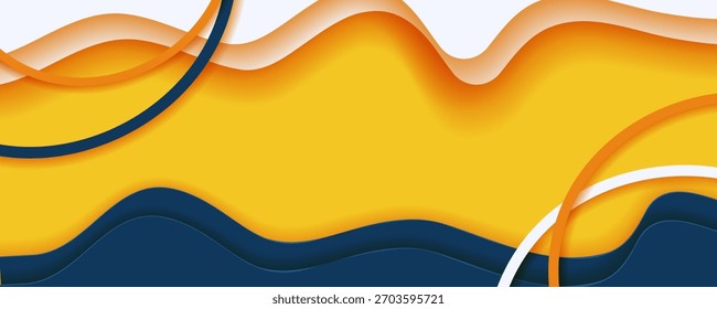 abstract wavy paper background with blue, yellow, orange and white. great for presentations, website designs, posters, and digital art projects.
