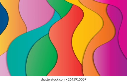 fundo de corte de papel ondulado abstrato. vetor dinâmico e colorido é perfeito para cartazes, banners, fundos do site e outros projetos de design criativo