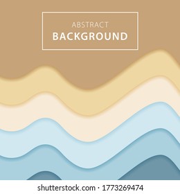 An abstract wavy paper cut beige blue background 
