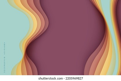 Abstract wavy papercut background colorful layers