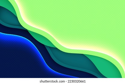 Abstract wavy papercut background with light effect 