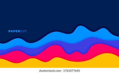 abstract wavy papercut shapes background curvy design