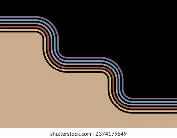 Abstract wavy parallel lines black on a white background. Striped black and white pattern in retro style. Modern vector background