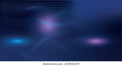 Abstract Wavy Particle Technology Background Design. Abstract wave moving dots flowing particles.