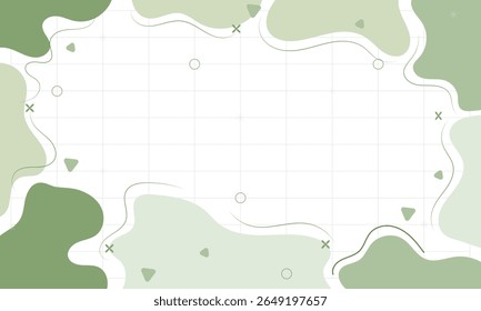 Abstract wavy pastel background with frame, grid layout, minimalist soft color shapes, perfect for planners, notes, or presentations.