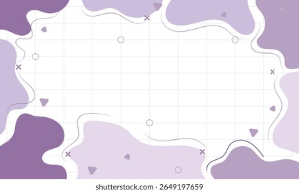 Abstract wavy pastel background with frame, grid layout, minimalist soft color shapes, perfect for planners, notes, or presentations.