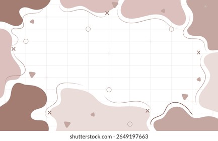 Abstract wavy pastel background with frame, grid layout, minimalist soft color shapes, perfect for planners, notes, or presentations.