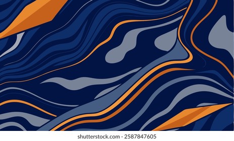 Abstract wavy pattern background for business with navy blue orange and grey colors