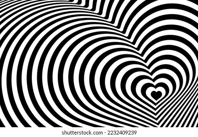 Abstract wavy pattern of black and white lines. Op art illustration - Shutterstock ID 2232409239