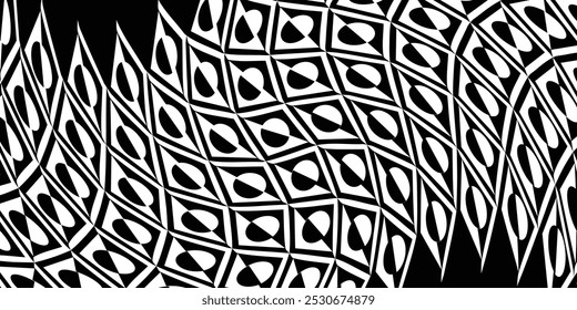 Abstractas patrón ondulado en blanco y negro, Ilustración vectorial.