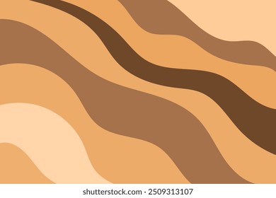 Abstract wavy pattern, brown shades organic background. Aesthetic groovy chocolate or coffee color wallpaper with geometric curvy lines texture. Perfect for elegant presentation, web banner, poster