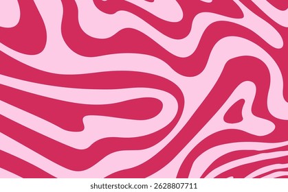 Abstract wavy pattern with flowing lines in red and pink tones. Modern, playful, and energetic vector design ideal for creative and trendy digital projects.