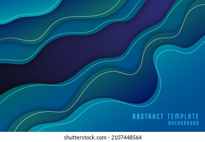 Abstract wavy pattern of gradient blue and green template overlap design. Decorative of paper cut style background. Illustration vector