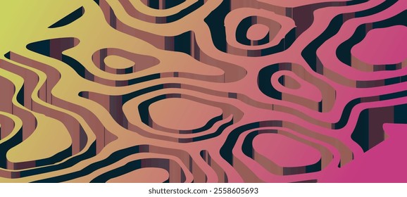 An abstract, wavy pattern with a gradient color scheme transitioning from yellow in the top left corner to pink in the bottom right corner