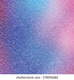 Abstract wavy pattern with hand-drawn floral elements. Blured vector background. Seamless wavy pattern included.