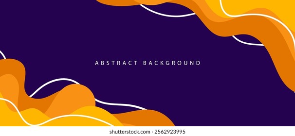 Abstract wavy purple and orange fluid in flat style. Geometric background for banners, posters, presentations.