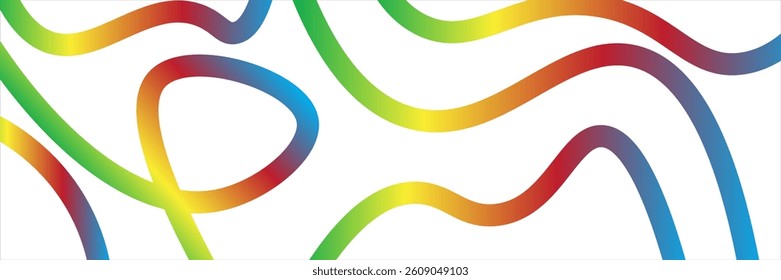Abstract Wavy Rainbow Lines. Vector Celebration Squiggle Ribbons. 