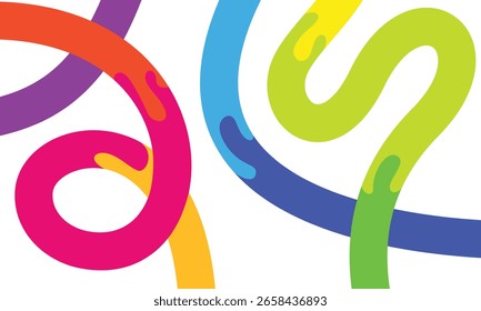 Líneas onduladas Abstractas del arco iris. Cintas de garabatos de celebración de Vector. Líneas de colores de neón de remolino. Fondo con Formas de curva de degradado